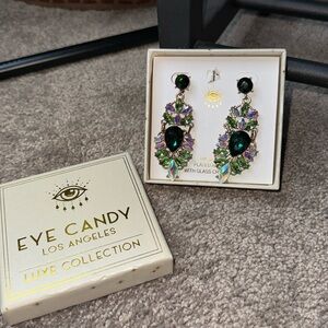 Eye Candy Luxe Collection 14k Gold Plated Alloy Glass Crystal Earrings